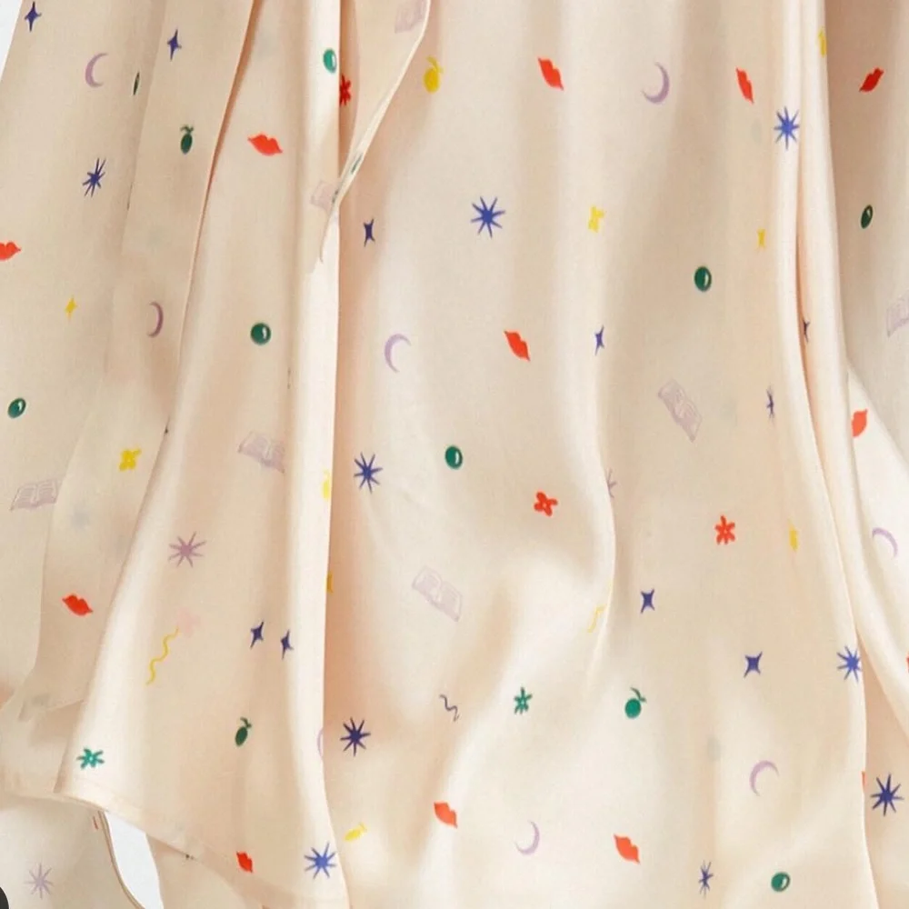 Anthropologie Apalma (ethical and sustainable brand) 100% Silk Wrap Dress-Cream - Picture 10 of 12